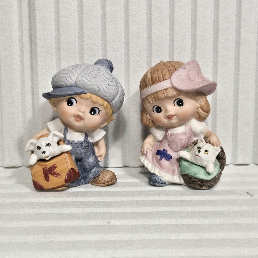 Vintage‎ Homco Ceramic Figurines Boy and Girl Set # 1439
